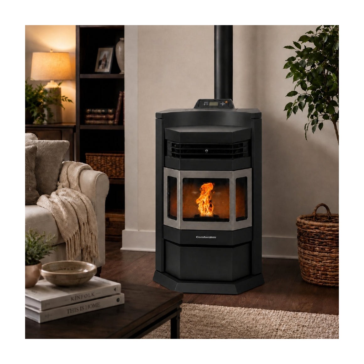 ComfortBilt HP22N-SS Pellet Stove, Black with Stainless Steel Trim