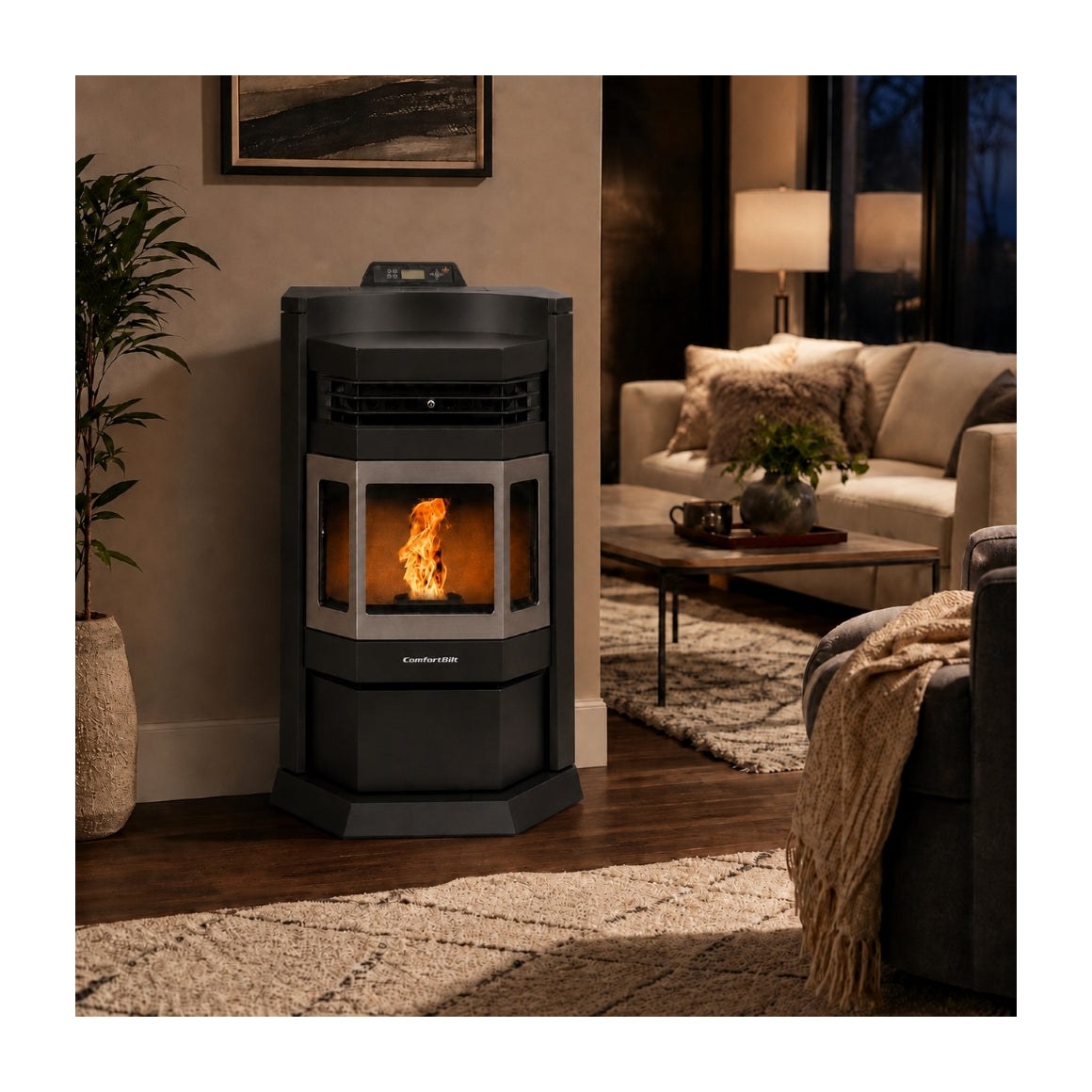 ComfortBilt HP22N-SS Pellet Stove, Black with Stainless Steel Trim